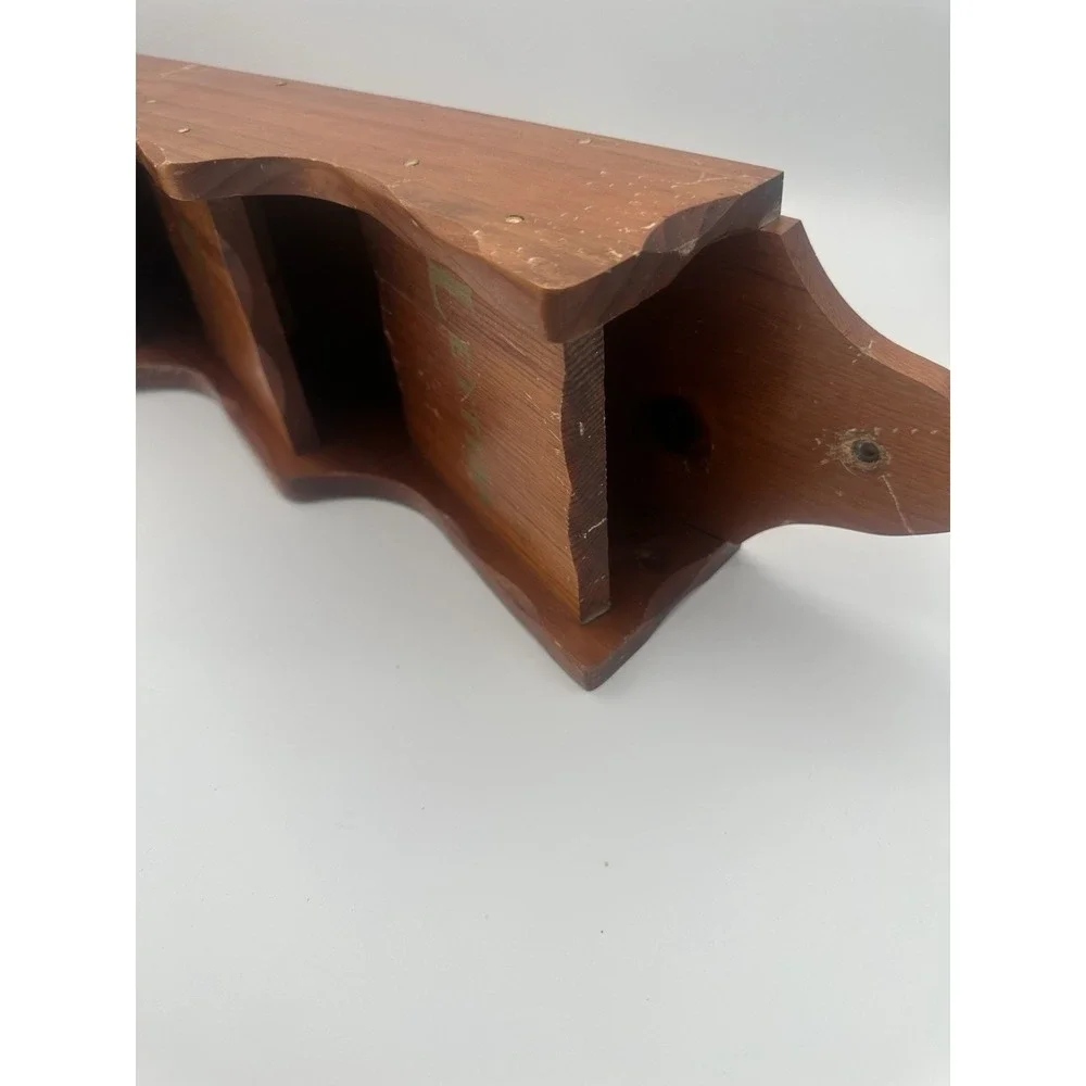 Vintage MCM 3 Tier Wood Wall Mount Letters Bill's Holder Organizer